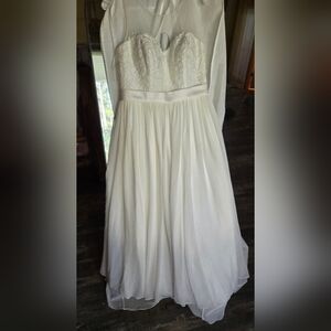 David's Bridal Ivory A-line Illusion Dress Size 12